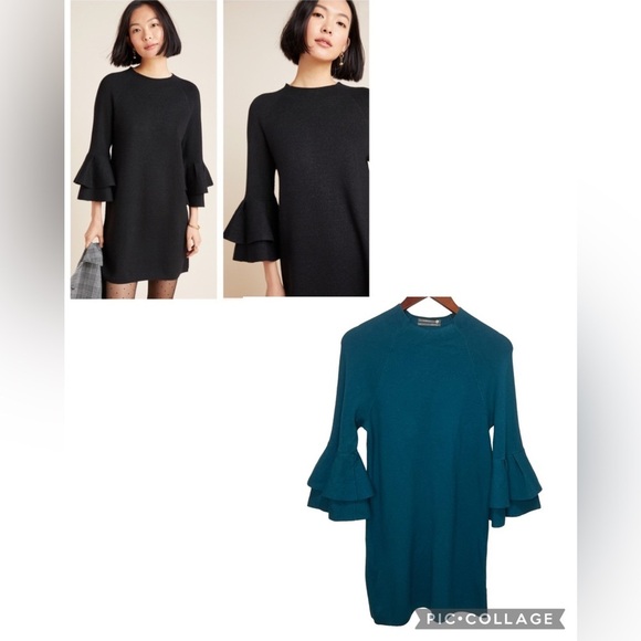 Anthropologie Claudette Ruffled Sweater Dress Size Medium - Picture 1 of 14
